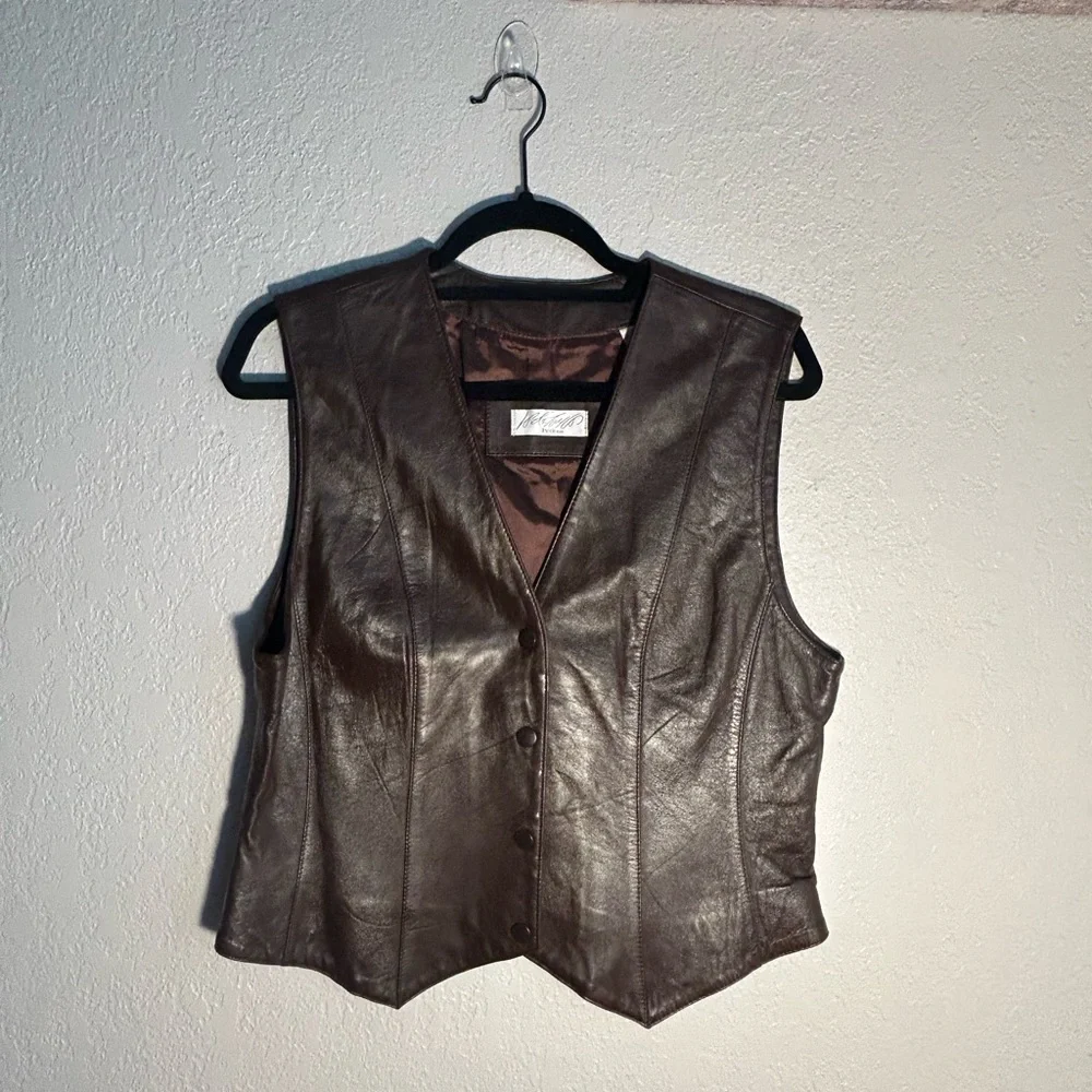Petites Dark Chocolate Brown Snap Button Vest Up Size 8 - Picture 1 of 4